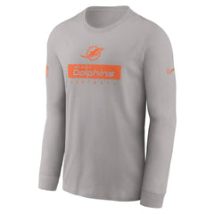 Miami Dolphins Sideline Dri-FIT Long Sleeve T-Shirt Gray
