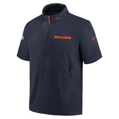 Chicago Bears 2024 Sideline Coach Short Sleeve Half-Zip Hoodie Jacket Navy