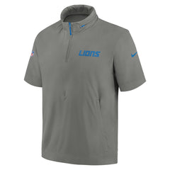 Detroit Lions 2024 Sideline Coach Short Sleeve Half-Zip Hoodie Jacket Gray