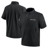 Minnesota Vikings 2024 Sideline Coach Short Sleeve Half-Zip Hoodie Jacket Black