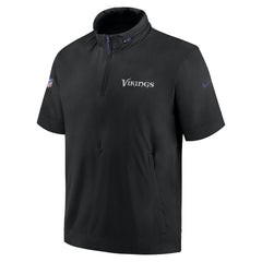 Minnesota Vikings 2024 Sideline Coach Short Sleeve Half-Zip Hoodie Jacket Black