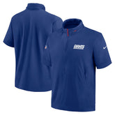 New York Giants 2024 Sideline Coach Short Sleeve Half-Zip Hoodie Jacket Royal