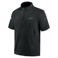 New York Jets 2024 Sideline Coach Short Sleeve Half-Zip Hoodie Jacket Black