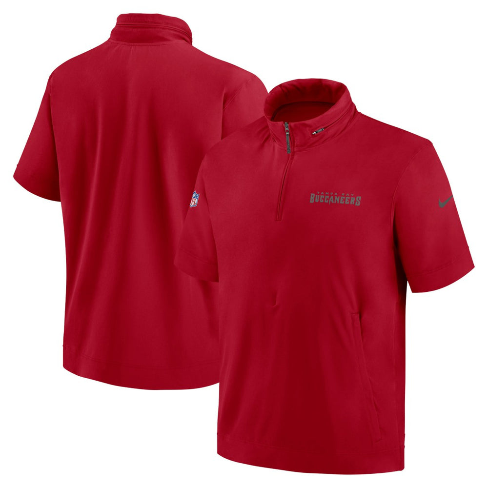 Tampa Bay Buccaneers 2024 Sideline Coach Short Sleeve Half-Zip Hoodie Jacket Red