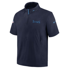 Tennessee Titans 2024 Sideline Coach Short Sleeve Half-Zip Hoodie Jacket Navy