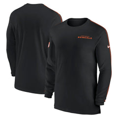Cincinnati Bengals Sideline Coach UV Performance Long Sleeve T-Shirt Black