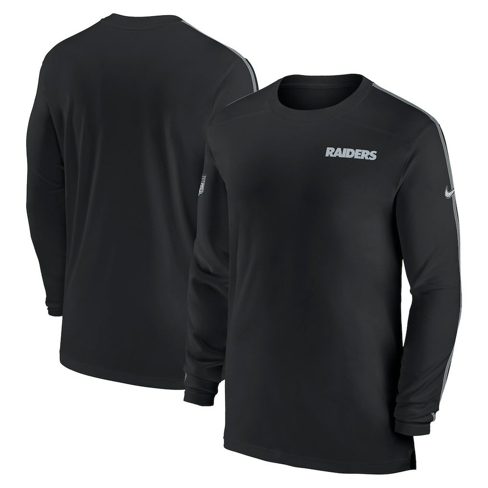 Las Vegas Raiders Sideline Coach UV Performance Long Sleeve T-Shirt Black