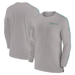 Miami Dolphins Sideline Coach UV Performance Long Sleeve T-Shirt Gray