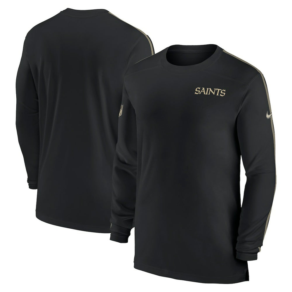 New Orleans Saints Sideline Coach UV Performance Long Sleeve T-Shirt Black
