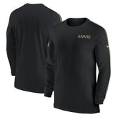 New Orleans Saints Sideline Coach UV Performance Long Sleeve T-Shirt Black