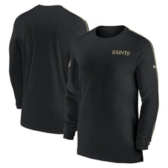 New Orleans Saints Sideline Coach UV Performance Long Sleeve T-Shirt Black