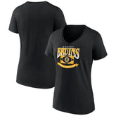 NHL Boston Bruins Women's Slapshot V-Neck T-Shirt - Black