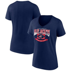 NHL Columbus Blue Jackets Women's Slapshot V-Neck T-Shirt - Navy