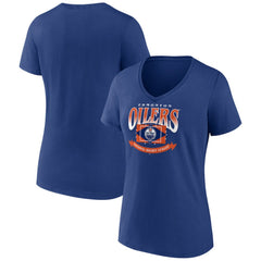 NHL Edmonton Oilers Women's Slapshot V-Neck T-Shirt - Navy