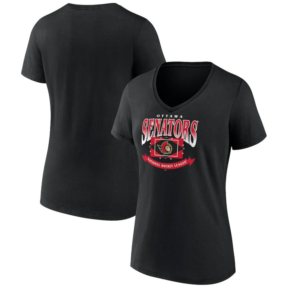 NHL Ottawa Senators Women's Slapshot V-Neck T-Shirt - Black