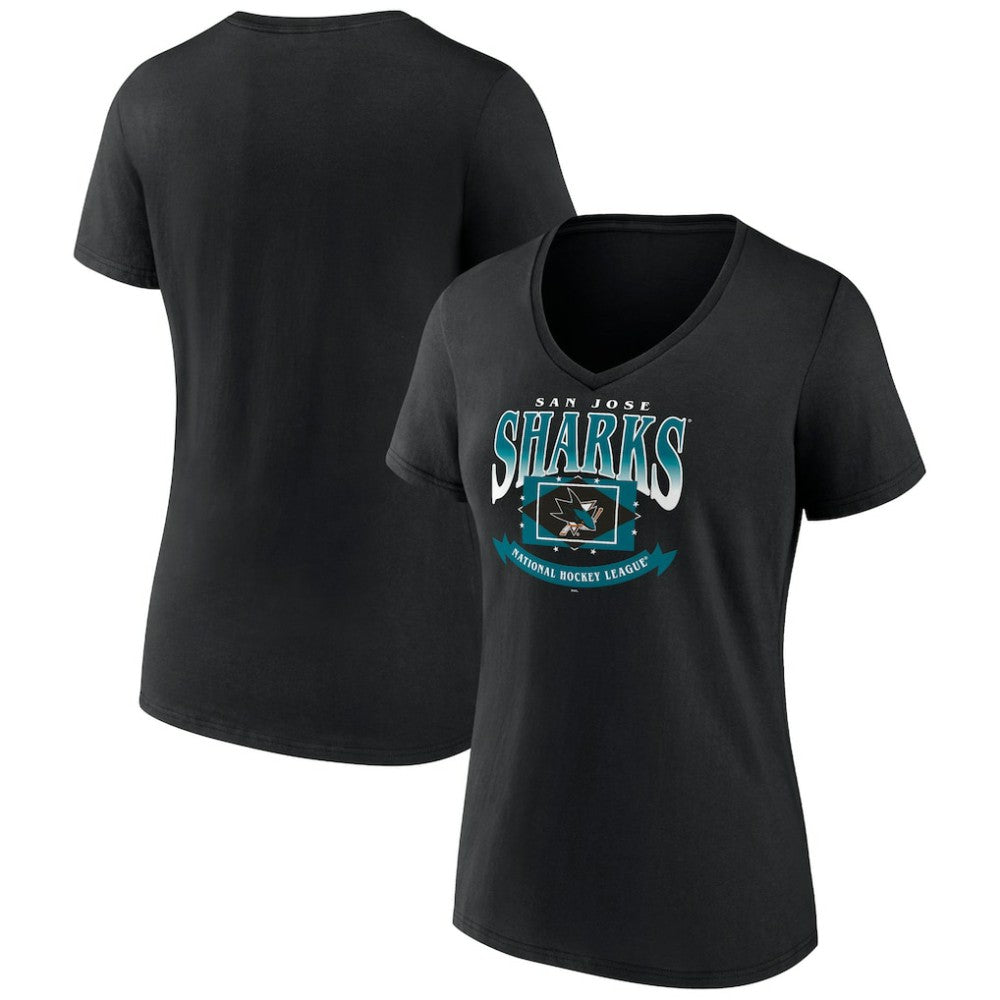NHL San Jose Sharks Women's Slapshot V-Neck T-Shirt - Black