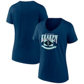 NHL Seattle Kraken Women's Slapshot V-Neck T-Shirt - Deep Sea Blue