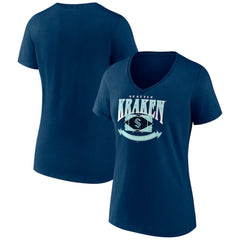 NHL Seattle Kraken Women's Slapshot V-Neck T-Shirt - Deep Sea Blue