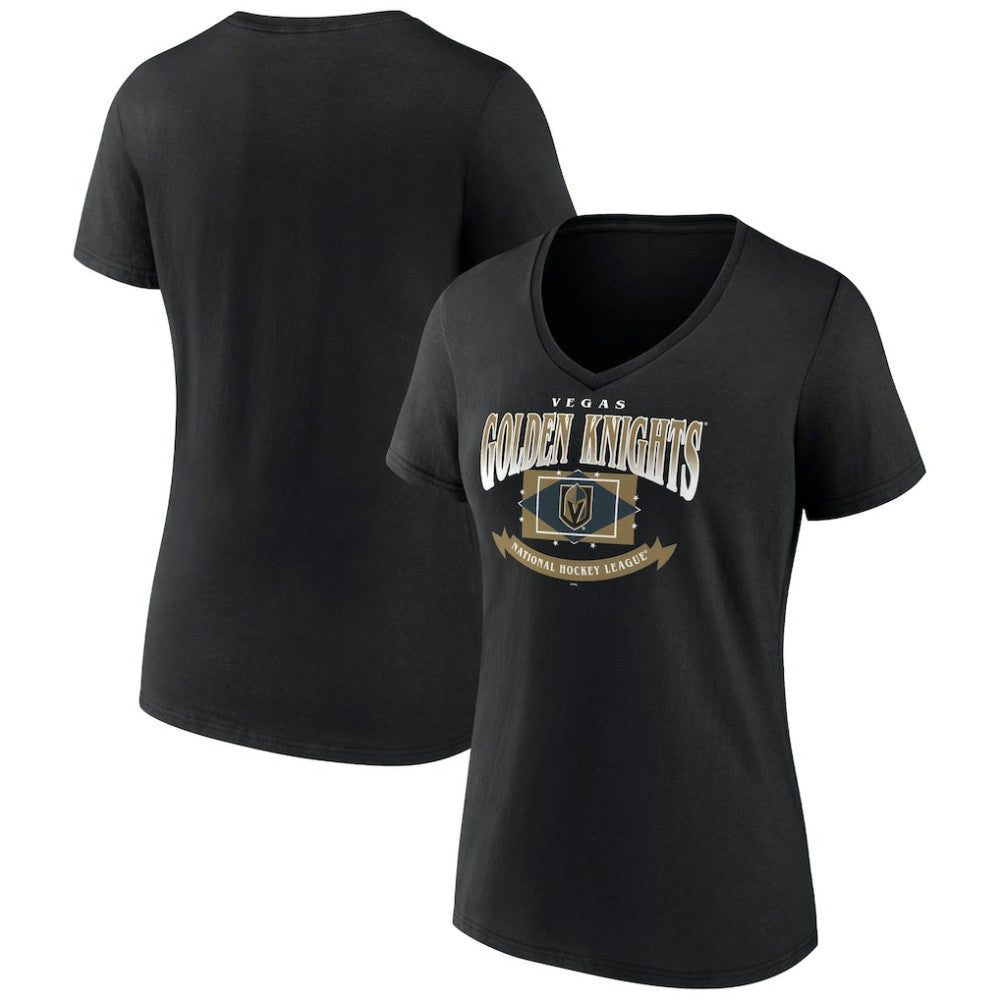 NHL Vegas Golden Knights Women's Slapshot V-Neck T-Shirt - Black