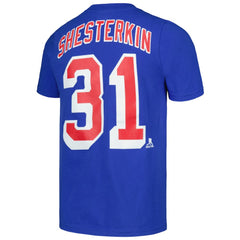 NHL Igor Shesterkin New York Rangers Youth Player Name & Number T-Shirt - Blue