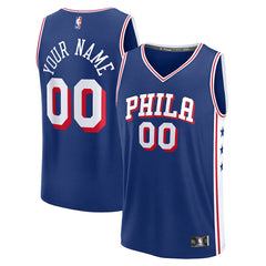 NBA Philadelphia 76ers Youth Fast Break Custom Replica Jersey - Blue - Icon Edition
