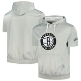 Brooklyn Nets Short Sleeve Pullover Hoodie Silver/White