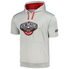 New Orleans Pelicans Short Sleeve Pullover Hoodie Silver/Red