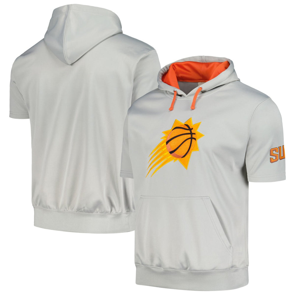 Phoenix Suns Short Sleeve Pullover Hoodie Silver/Orange