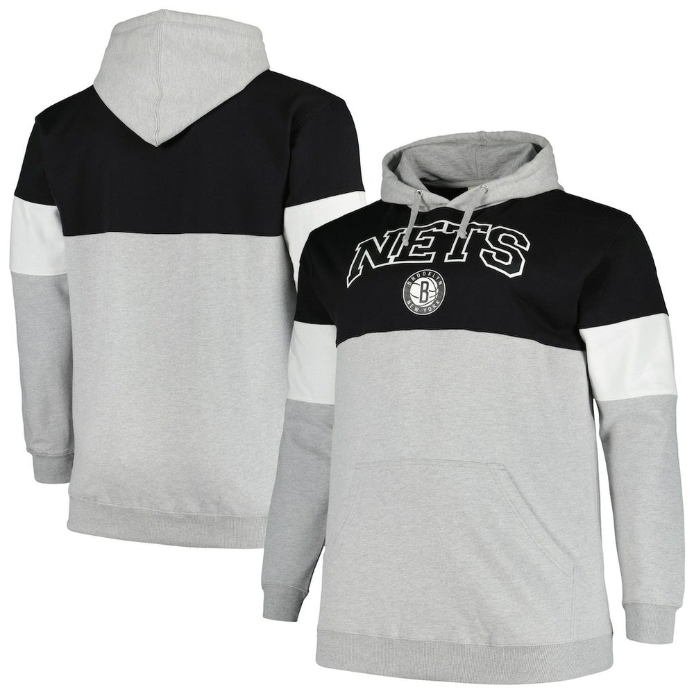 Brooklyn Nets Big & Tall Pullover Hoodie Black/White