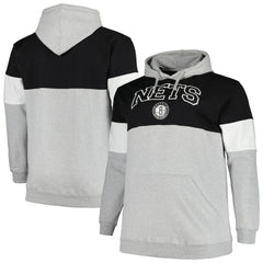 Brooklyn Nets Big & Tall Pullover Hoodie Black/White