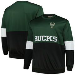 Milwaukee Bucks Big & Tall Split Pullover Sweatshirt Hunter Green/Black