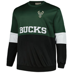 Milwaukee Bucks Big & Tall Split Pullover Sweatshirt Hunter Green/Black