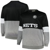 Brooklyn Nets Big & Tall Split Pullover Sweatshirt Black/Heather Gray