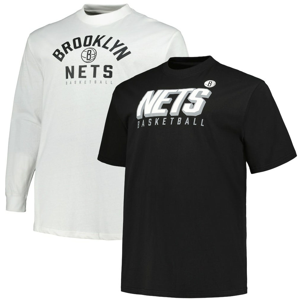 Brooklyn Nets Big & Tall Short Sleeve & Long Sleeve T-Shirt Set Black/White
