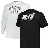 Brooklyn Nets Big & Tall Short Sleeve & Long Sleeve T-Shirt Set Black/White
