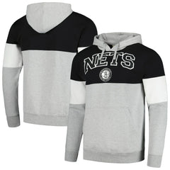 Brooklyn Nets Contrast Pieced Pullover Hoodie Black