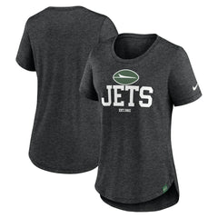 New York Jets Women's Fashion Tri-Blend T-Shirt Heather Black