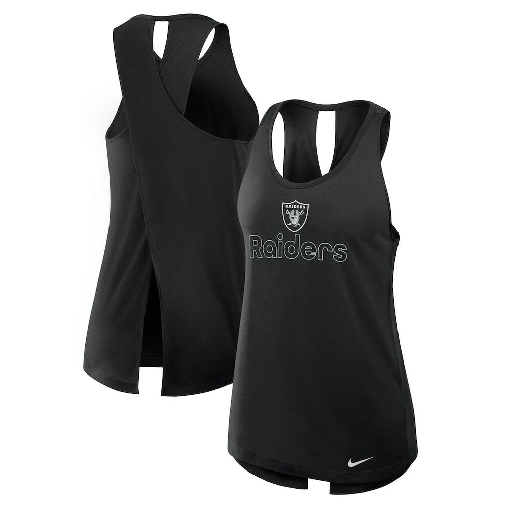 Las Vegas Raiders Women's Open-Back Crisscross Dri-FIT Tank Top Black