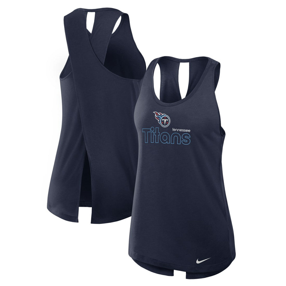 Tennessee Titans Women's Open-Back Crisscross Dri-FIT Tank Top Navy