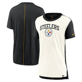 Pittsburgh Steelers Women's Wordmark Tri-Blend T-Shirt Cream/Black