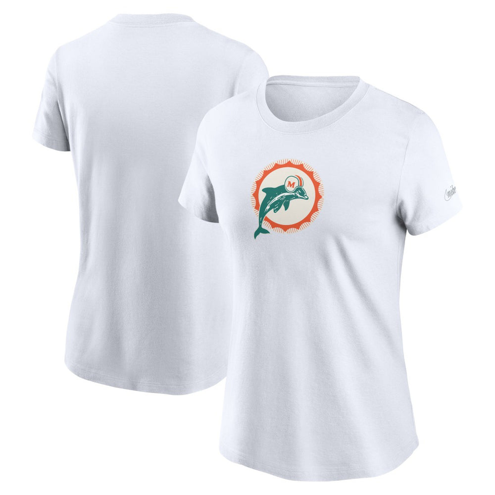 Miami Dolphins Women's Throwback Primary Logo T-Shirt White