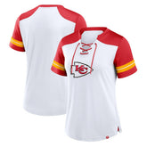 Kansas City Chiefs Women's Foiled Primary Lace-Up T-Shirt White/Red