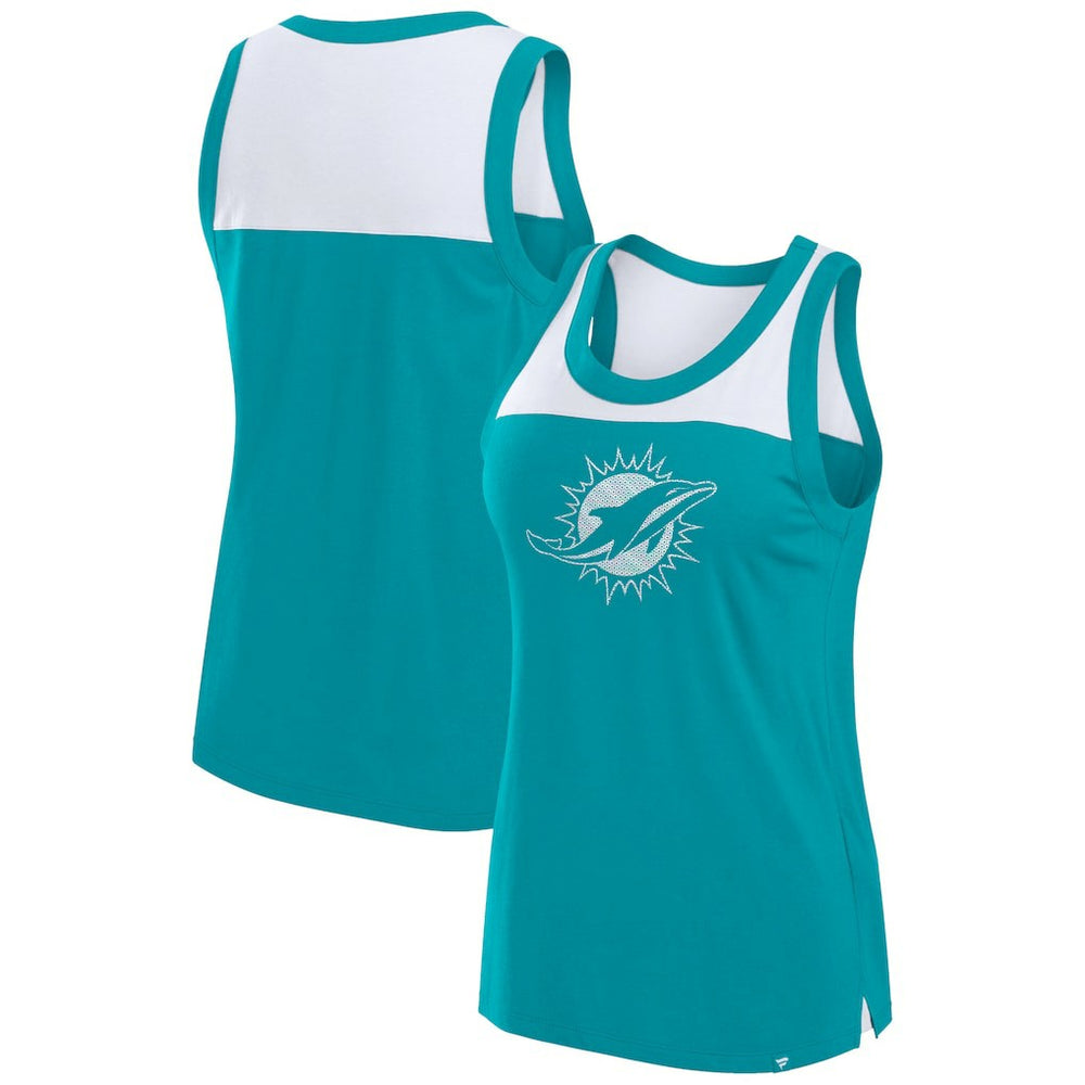 Miami Dolphins Women's Sequin Tank Top Aqua