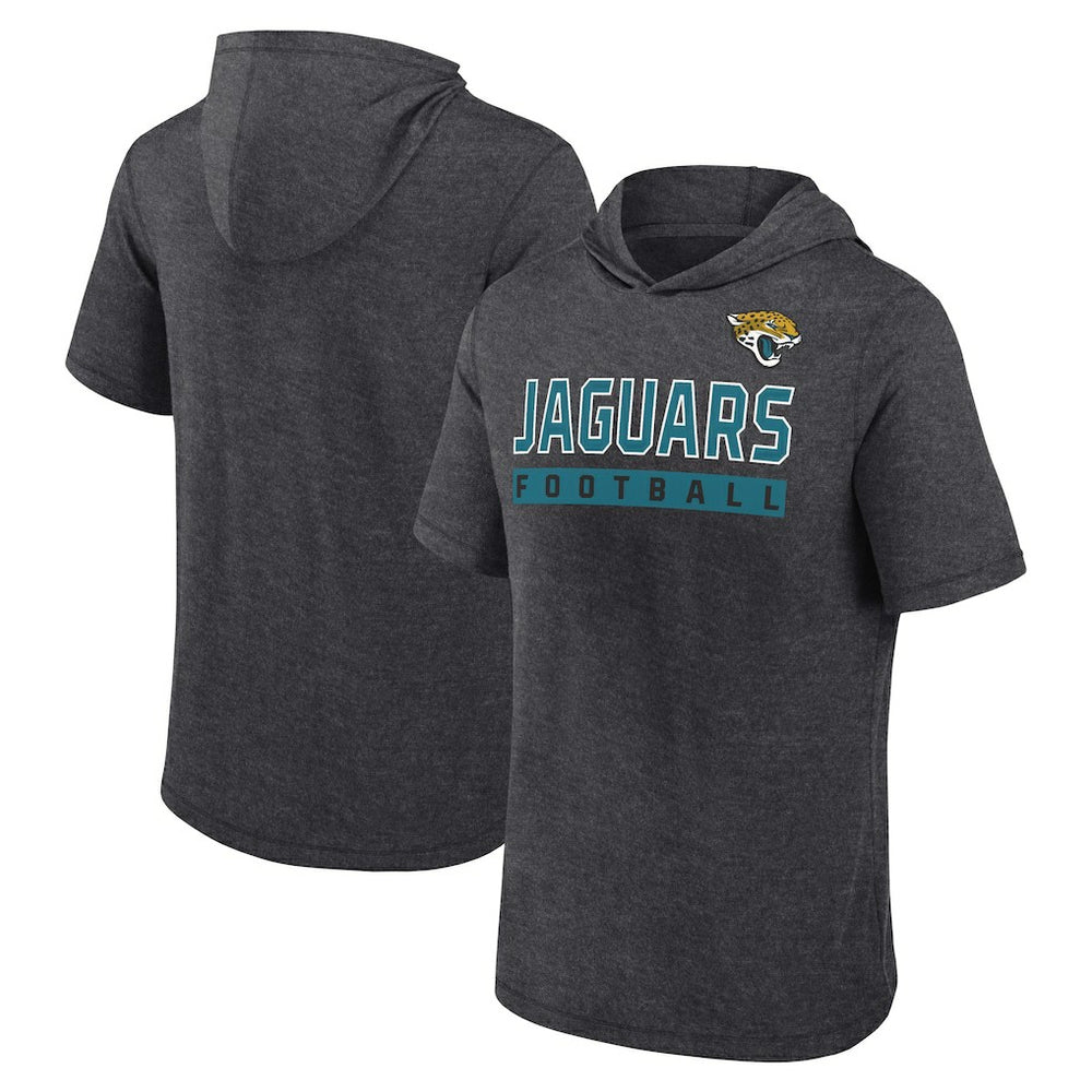 Jacksonville Jaguars Push Short Sleeve Pullover Hoodie Heather Charcoal