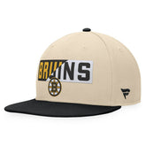 NHL Boston Bruins Fanatics Goalaso Snapback Hat - Cream/Black