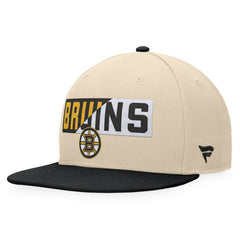 NHL Boston Bruins Fanatics Goalaso Snapback Hat - Cream/Black