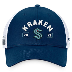 NHL Seattle Kraken Fanatics Free Kick Trucker Adjustable Hat - Deep Sea Blue/White