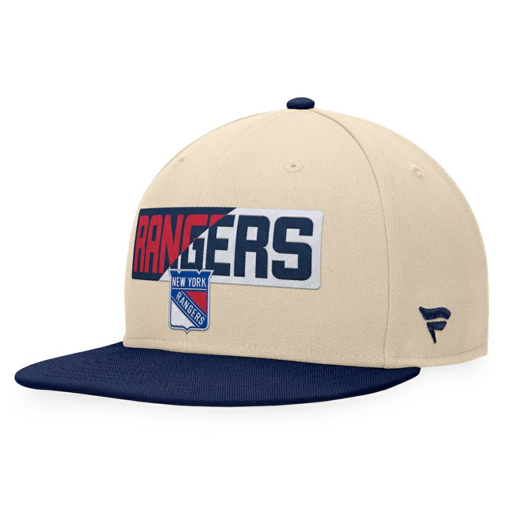NHL New York Rangers Fanatics Goalaso Snapback Hat - Cream/Navy