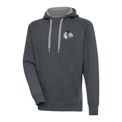 NHL Chicago Blackhawks Antigua Metallic Logo Victory Pullover Hoodie - Charcoal