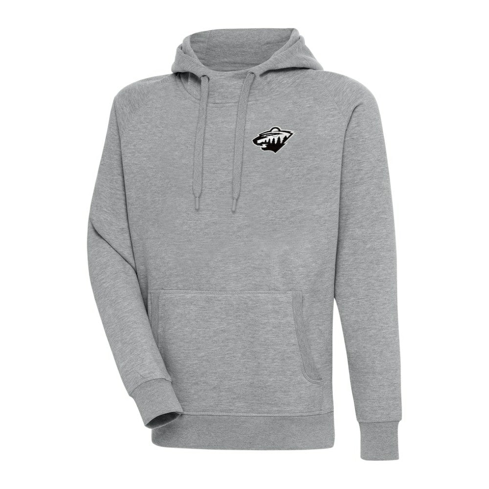 NHL Minnesota Wild Antigua Metallic Logo Victory Pullover Hoodie - Heather Gray